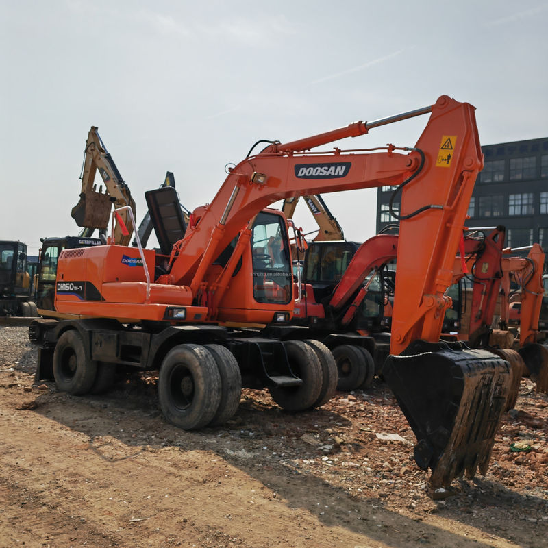 90 Nuovo escavatore a ruote di seconda mano DOOSAN DH150W-7 Usato scavatore a 4 ruote